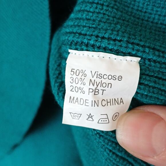 Anrabess Green Ribbed Drop Shoulder Viscose Blend Sweater - Picture 5 of 5